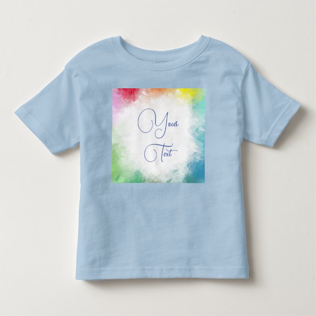 Camiseta Infantil Personalizado Adicionar seu Texto Cor Azul Modelo (Frente)