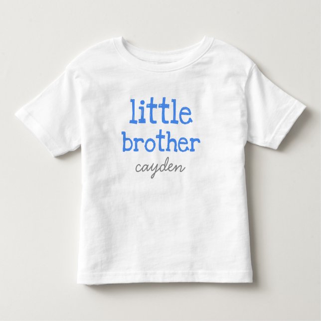 Camiseta Infantil Personalizado Adicionar um Nome Texto Azul Irmão P (Frente)
