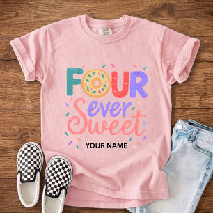 Camiseta Infantil Personalizado Aniversário de 4 Anos Crianças Quatr