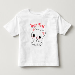 Camiseta Infantil Personalizado de Kawaii White Kitten