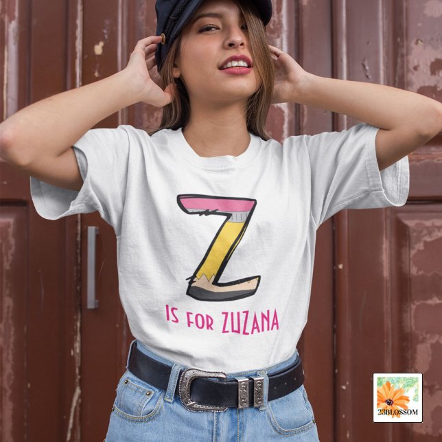 Camiseta Infantil Personalizado de volta ao alfabeto escolar Z (Criador carregado)
