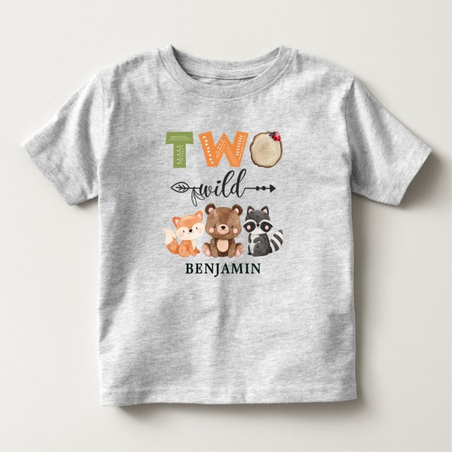 Camiseta Infantil Personalizado Dois segundos aniversários De Animai (Frente)