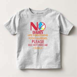 Camiseta Infantil Personalizado não alimente o alerta da alergia da
