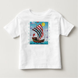 Camiseta Infantil Personalizar a vela azul-oceânica Clara-céu