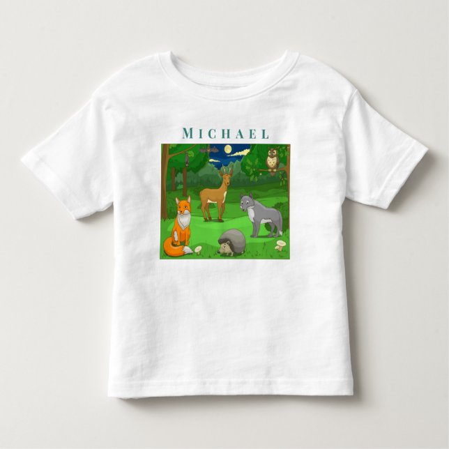 Camiseta Infantil Personalizar Animais Selvagens em Uma Paisagem Flo (Frente)