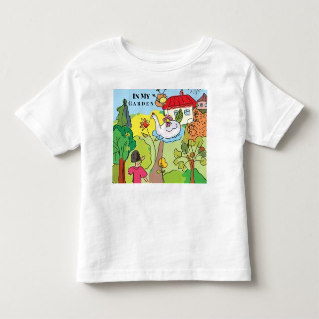 Camiseta Infantil Personalizar Cartoon Em Meu Jardim (Frente)