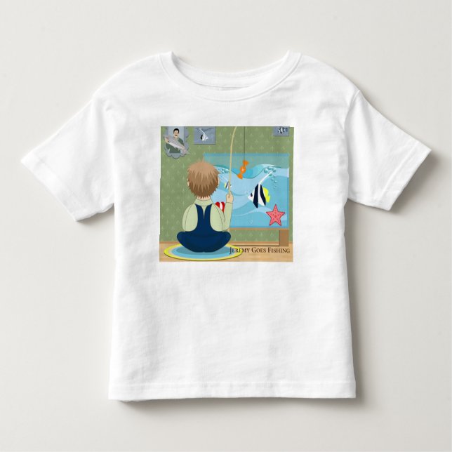 Camiseta Infantil Personalizar Cartoon Jeremy Vai Pescar (Frente)