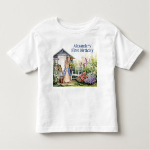 Camiseta Infantil Personalizar o Coelho Peter Primeiro Aniversário N