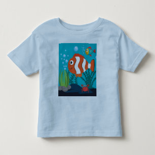 Camiseta Infantil Personalizar Padrão de Vida Marinha Peixe Carangue