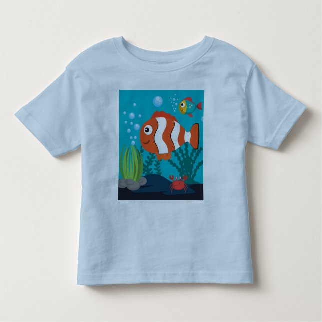 Camiseta Infantil Personalizar Padrão de Vida Marinha Peixe Carangue (Frente)