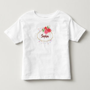 Camiseta Infantil Personalize as crianças T-shirt, glitter rosa