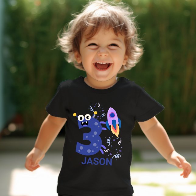Camiseta Infantil PERSONALIZE-O! Bolo de Aniversário do Monstro Ador (Criador carregado)
