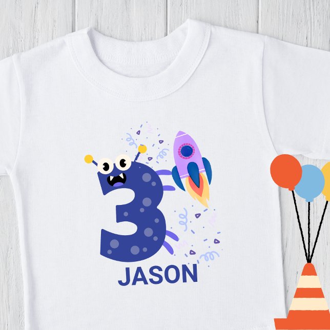 Camiseta Infantil PERSONALIZE-O! Bolo de Aniversário do Monstro Ador (Criador carregado)