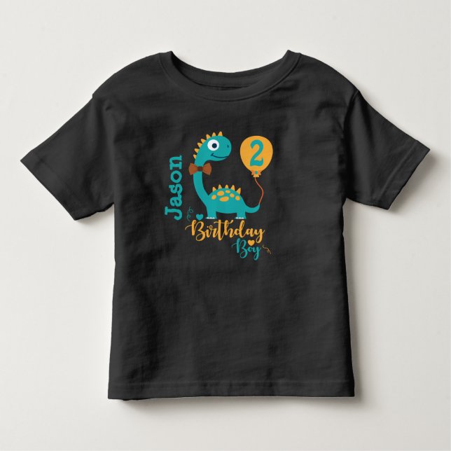Camiseta Infantil Personalize seu menino de aniversário Dino da Idad (Frente)