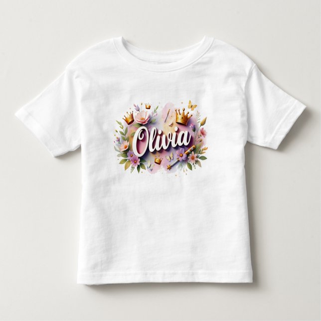 Camiseta Infantil Personalized Princess Floral Kids T-Shirt (Frente)