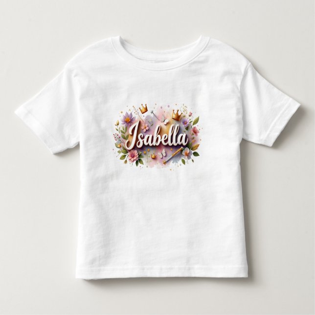 Camiseta Infantil Personalized Princess Floral Kids T-Shirt (Frente)