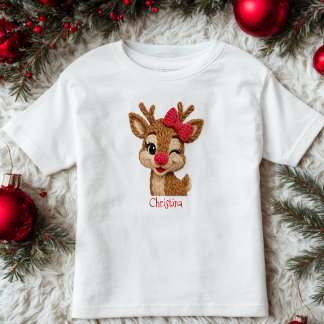 Camiseta Infantil Personalized Reindeer Christmas Youth Shirt