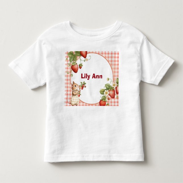 Camiseta Infantil Personalized Strawberry & Little Mouse Toddler T-S (Frente)