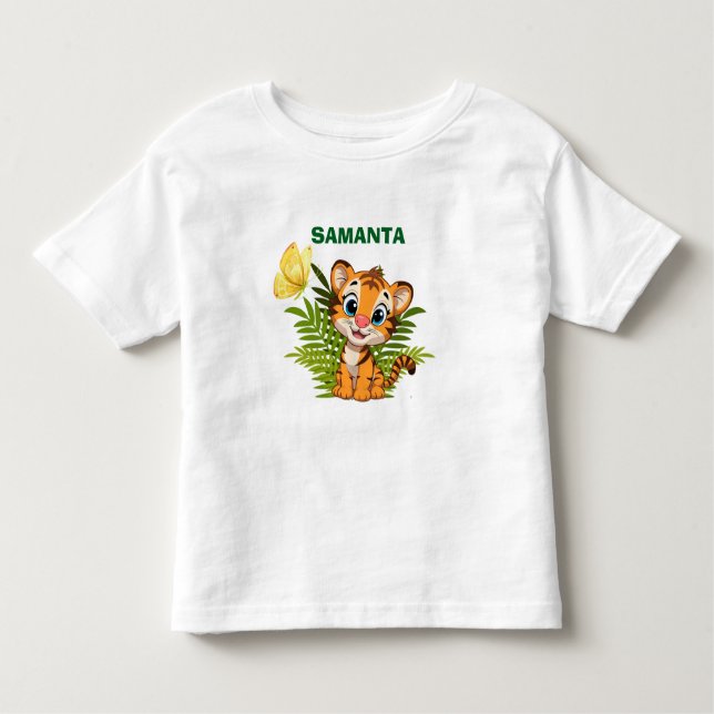 Camiseta Infantil  PersonalizeLittle Tiger & Butterfly Toddler T-Shi (Frente)