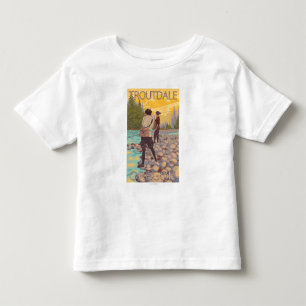 Camiseta Infantil Pesca com mosca das mulheres - Troutdale, Oregon
