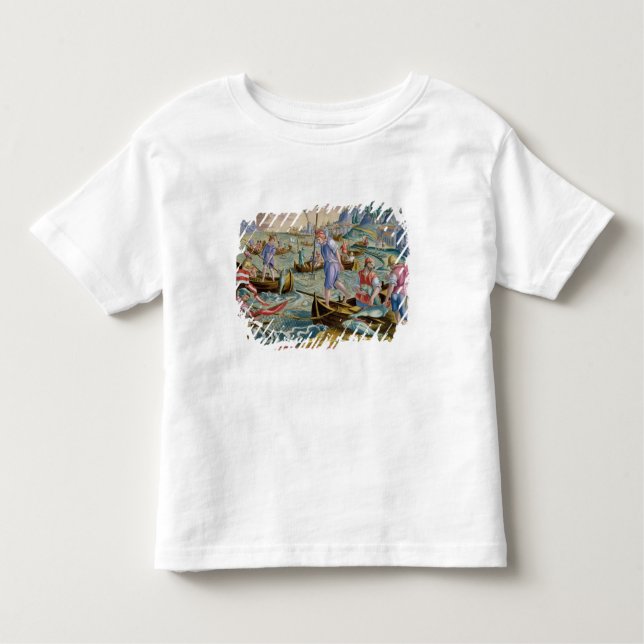Camiseta Infantil Pesca com redes e tridentes na baía de Naple (Frente)