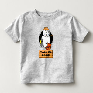Camiseta Infantil Pesca de Cão-Ovino (Cinza 1), velho, em inglês