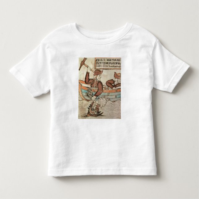 Camiseta Infantil Pesca do Thor para a serpente de Midgard (Frente)