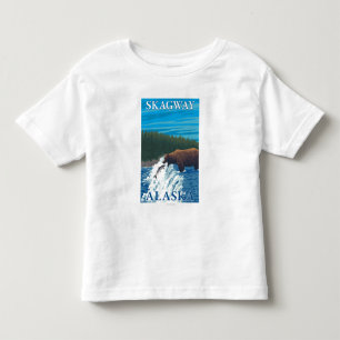 Camiseta Infantil Pesca do urso no rio - Skagway, Alaska