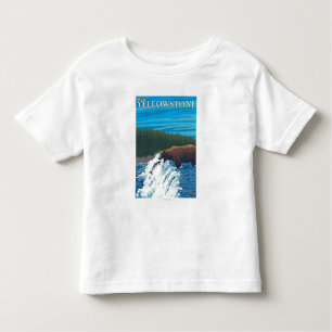 Camiseta Infantil Pesca do urso no rio - Yellowstone ocidental, TA