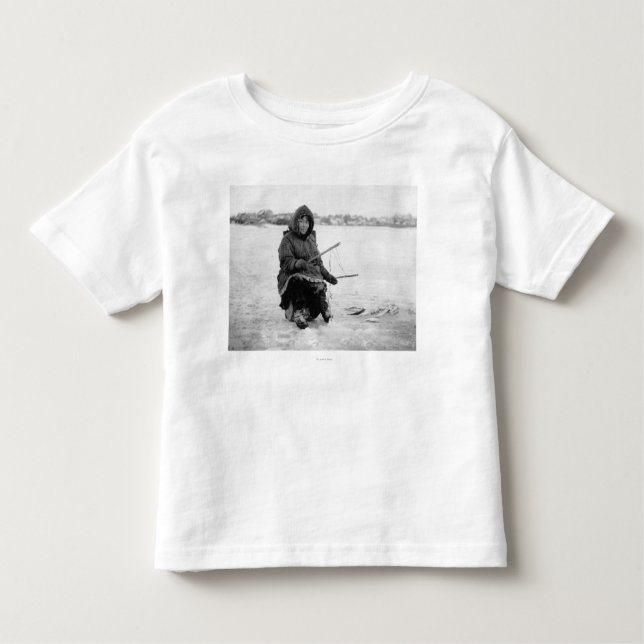 Camiseta Infantil Pesca Eskimo do gelo em Nome, fotografia de Alaska (Frente)