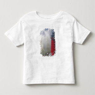 Camiseta Infantil Pessoas no quebra-mar assistem a grandes ondas que