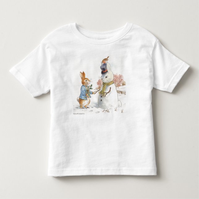 Camiseta Infantil Peter Rabbit (homem de neve) (Frente)