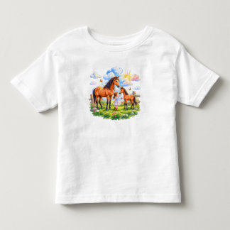 Camiseta Infantil Pferdeliebe auf der Blumenwiese