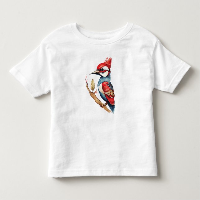 Camiseta Infantil Pica-pau vermelho e azul (Frente)