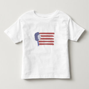 Camiseta Infantil Pickleball Americano Bandeira Patriótica Americana