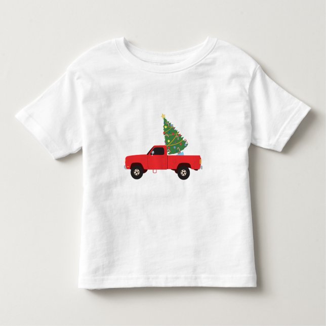 Camiseta Infantil Pickup Truck Árvore de Natal (Frente)