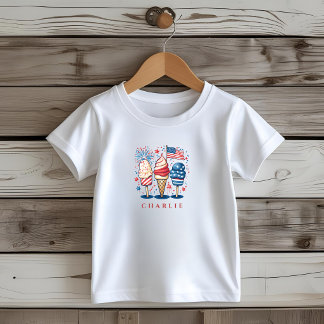 Camiseta Infantil Picolés Patrióticos Modernos Personalizados para C