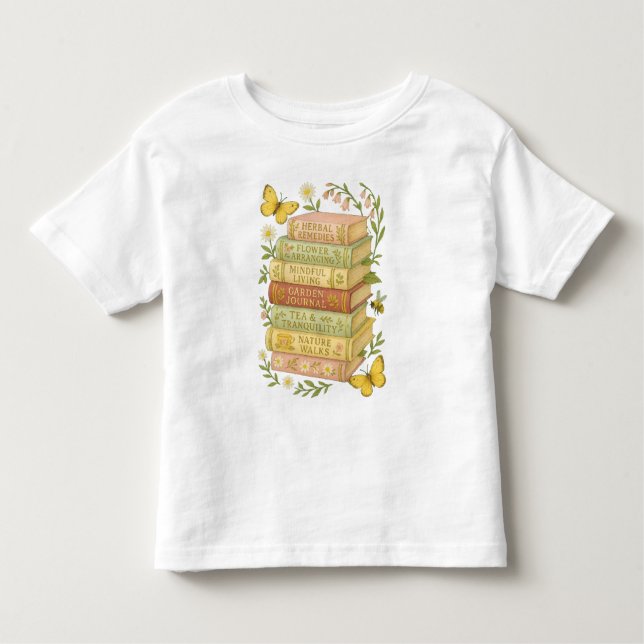 Camiseta Infantil Pilha Botânica Natureza e Livro (Frente)