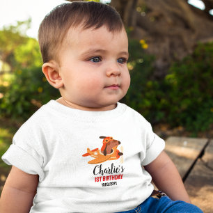 Camiseta Infantil Piloto de Cachorro Voando Avião, Aniversário Azul