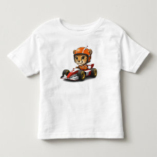 Camiseta Infantil Piloto de Carro de Corrida de Bebê Guepardo Fofo