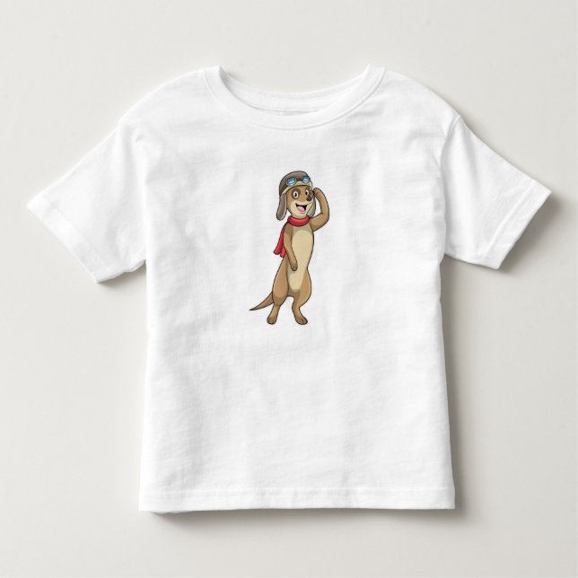 Camiseta Infantil Piloto Meerkat com chapéu piloto (Frente)