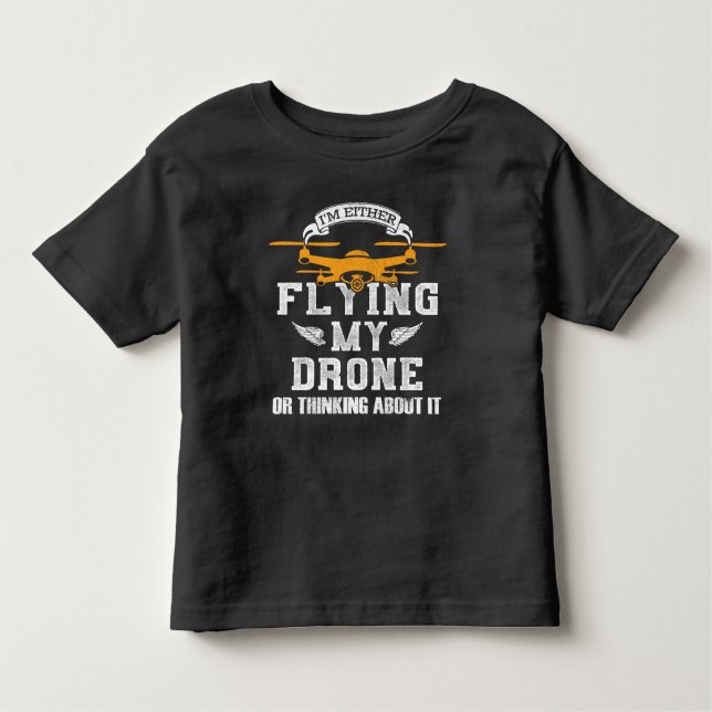 Camiseta Infantil Piloto Multirotor de Drone Quadcopter Voando Meu D (Frente)