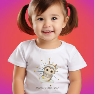 Camiseta Infantil Pinguim Boho De Inverno Com Estrelas E Texto