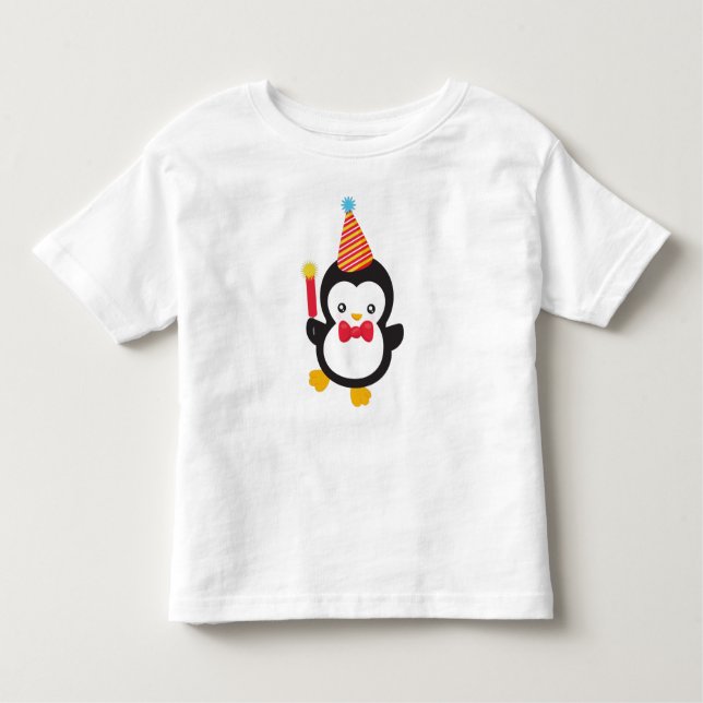 Camiseta Infantil Pinguim Bonito, Chapéu Fpartidário, Firecracker, B (Frente)