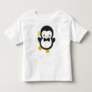 Camiseta Infantil Pinguim Bonito, Pinguim Com Champanhe, Partido