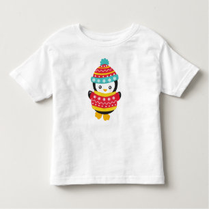 Camiseta Infantil Pinguim Bonito, Pinguim Com Suéter, Chapéu