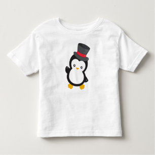 Camiseta Infantil Pinguim Bonito, Pinguim Pequeno, Chapéu Superior