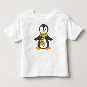 Camiseta Infantil Pinguim Bonito, Pinguim Pequeno, Pinguim Com Scarf