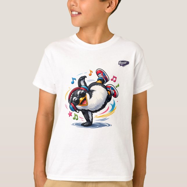 Camiseta Infantil Pinguim Breakdancing Legal (Frente)
