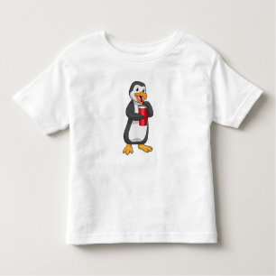Camiseta Infantil Pinguim com Bebendo com palha